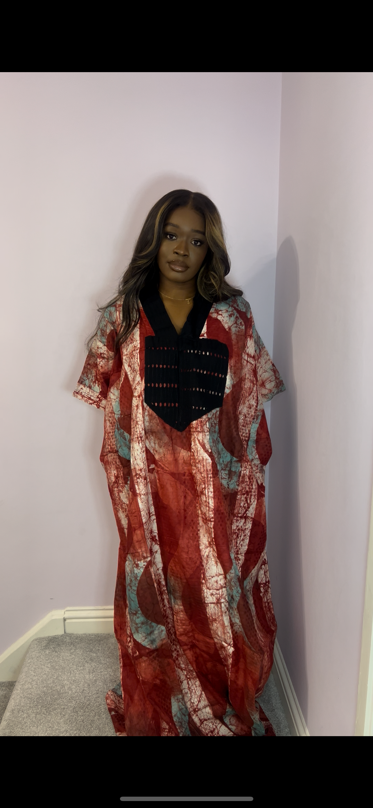Red one size bubu with black detailing