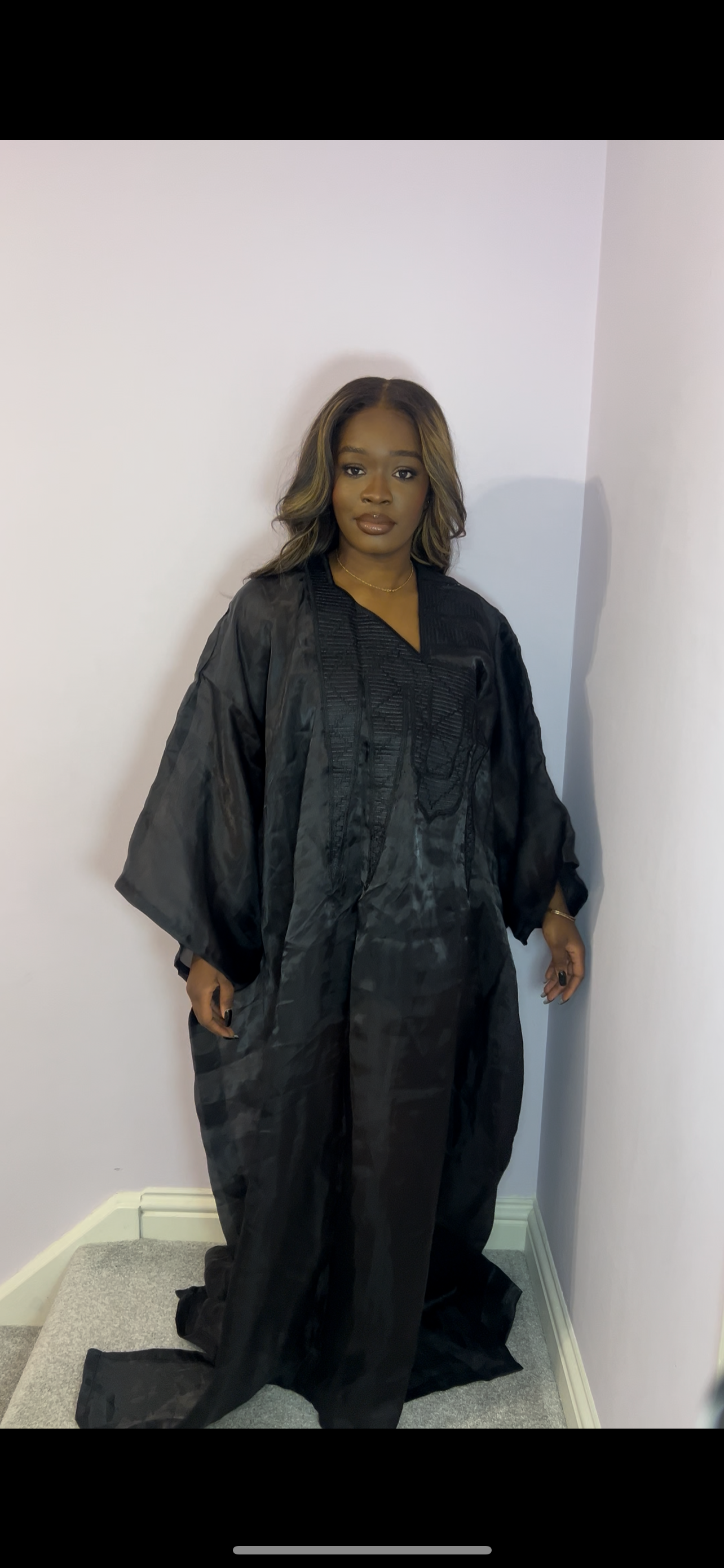 Black Chiffon Agbada style bubu one size