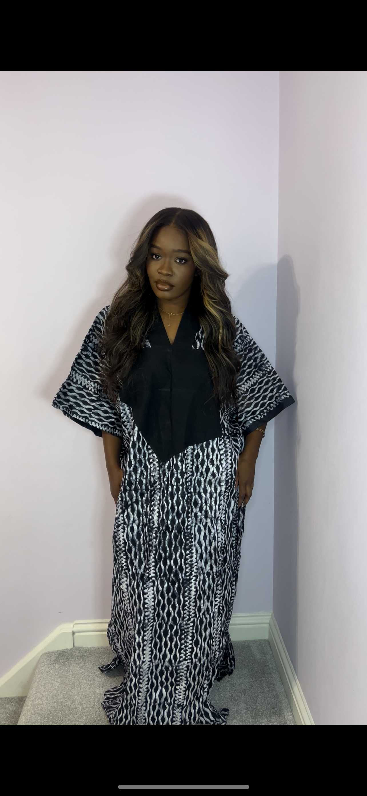 Black one size bubu with agbada style detailing