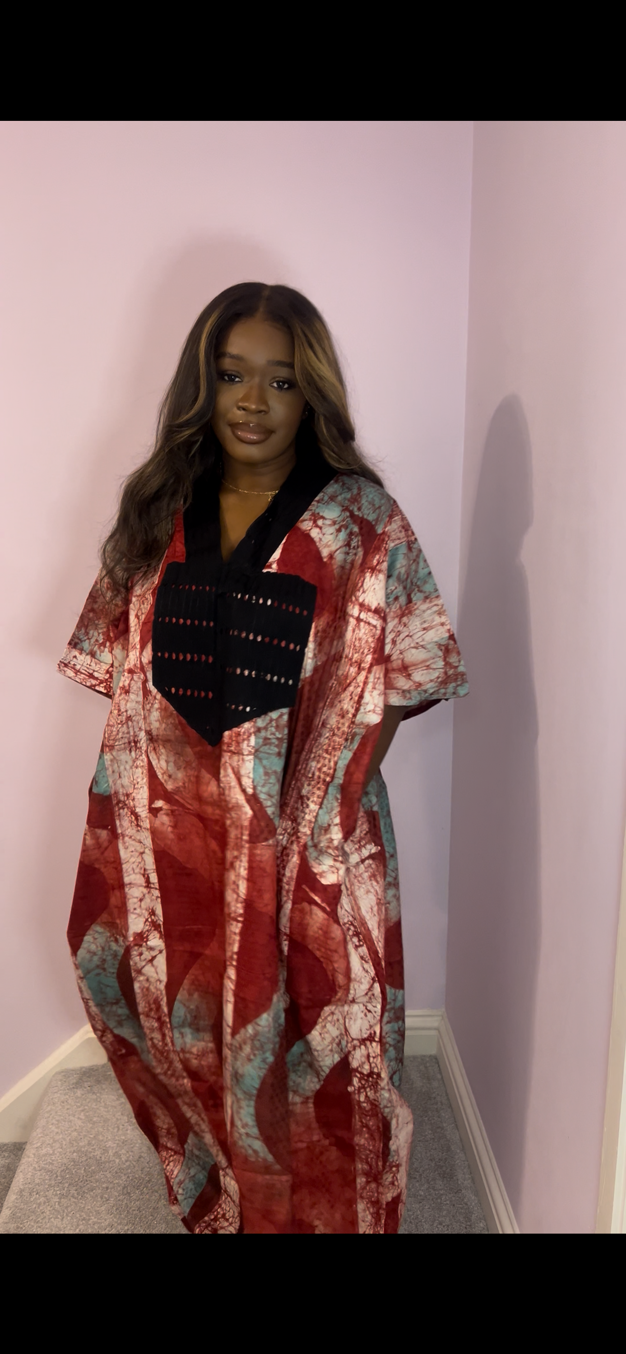 Red one size bubu with black detailing
